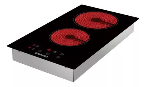 ANAFE EUROMATIC ELÉCTRICO T-02  VITROCERÁMICO 2 PUNTO DE COCCIÓN PARA APOYAR/EMBUTIR CONTROL TOUCH NEGRO - DOMEC [53899]