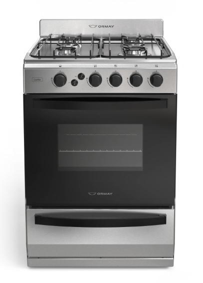 COCINA LUMA MULTIGAS 4 HORNALLAS CON REJILLAS DIVIDIDAS  - EFICIENCIA ENERGÉNITCA A+ - ACERO - ORMAY 