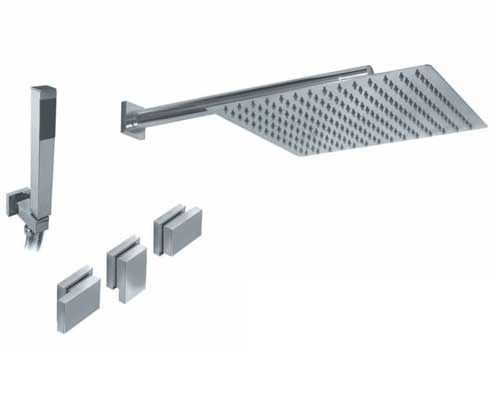 GRIFERÍA DUCHA 2 VIAS BICOMANDO CON TRANSFERENCIA Y DUCHADOR BLOCK PLANE CROMO - HIDROMET - 10 AÑOS DE GARANTÍA [34053CRCR]