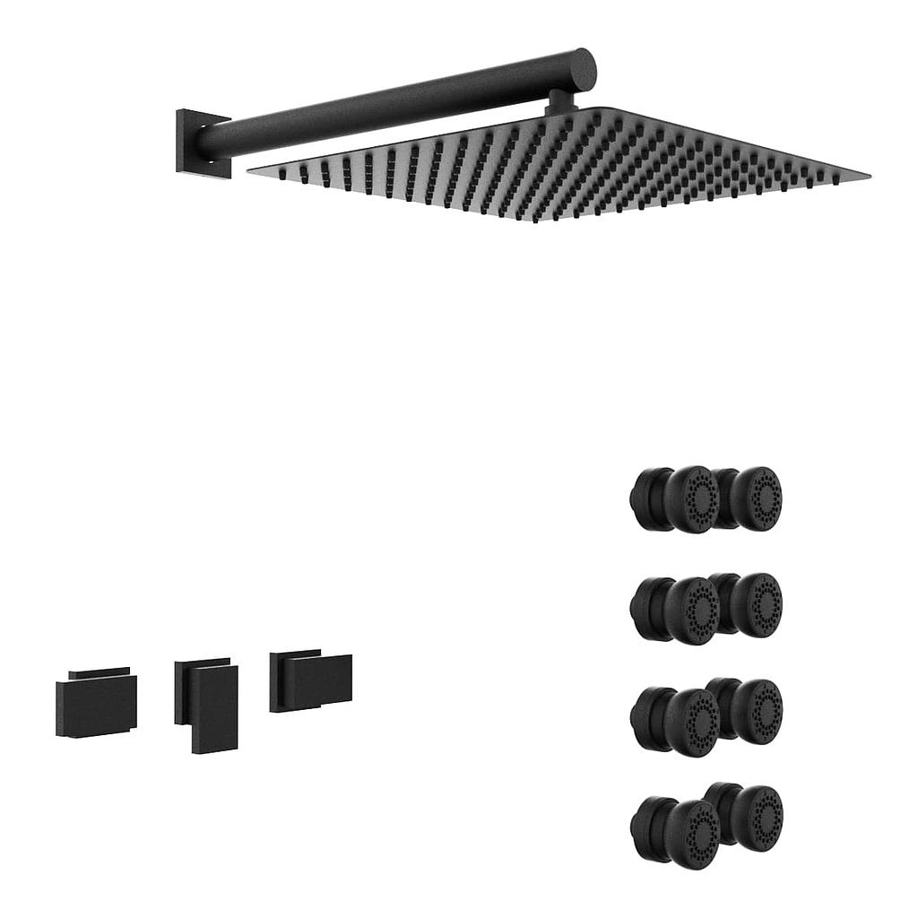 GRIFERÍA DUCHA 2 VIAS BICOMANDO CON TRANSFERENCIA Y ESCOCESA BLOCK PLANE NEGRO - HIDROMET - 10 AÑOS DE GARANTÍA [34067NEGR]