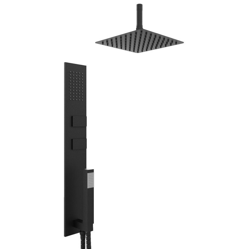 COLUMNA INTEGRAL 650 VOL CUADRADO CON DUCHA TECHO 200 NEGRO - HIDROMET - 10 AÑOS DE GARANTÍA [87738NEGR]