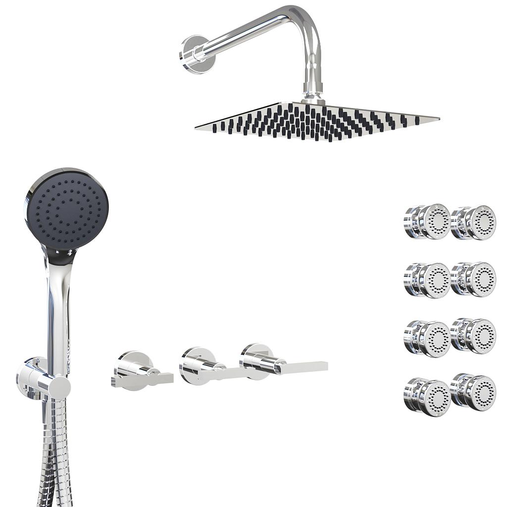 GRIFERÍA DUCHA 3 VIAS BICOMANDO CON ESCOCESA Y DUCHADOR LOOK LEVER CROMO - HIDROMET - 10 AÑOS DE GARANTÍA [31147CRCR]