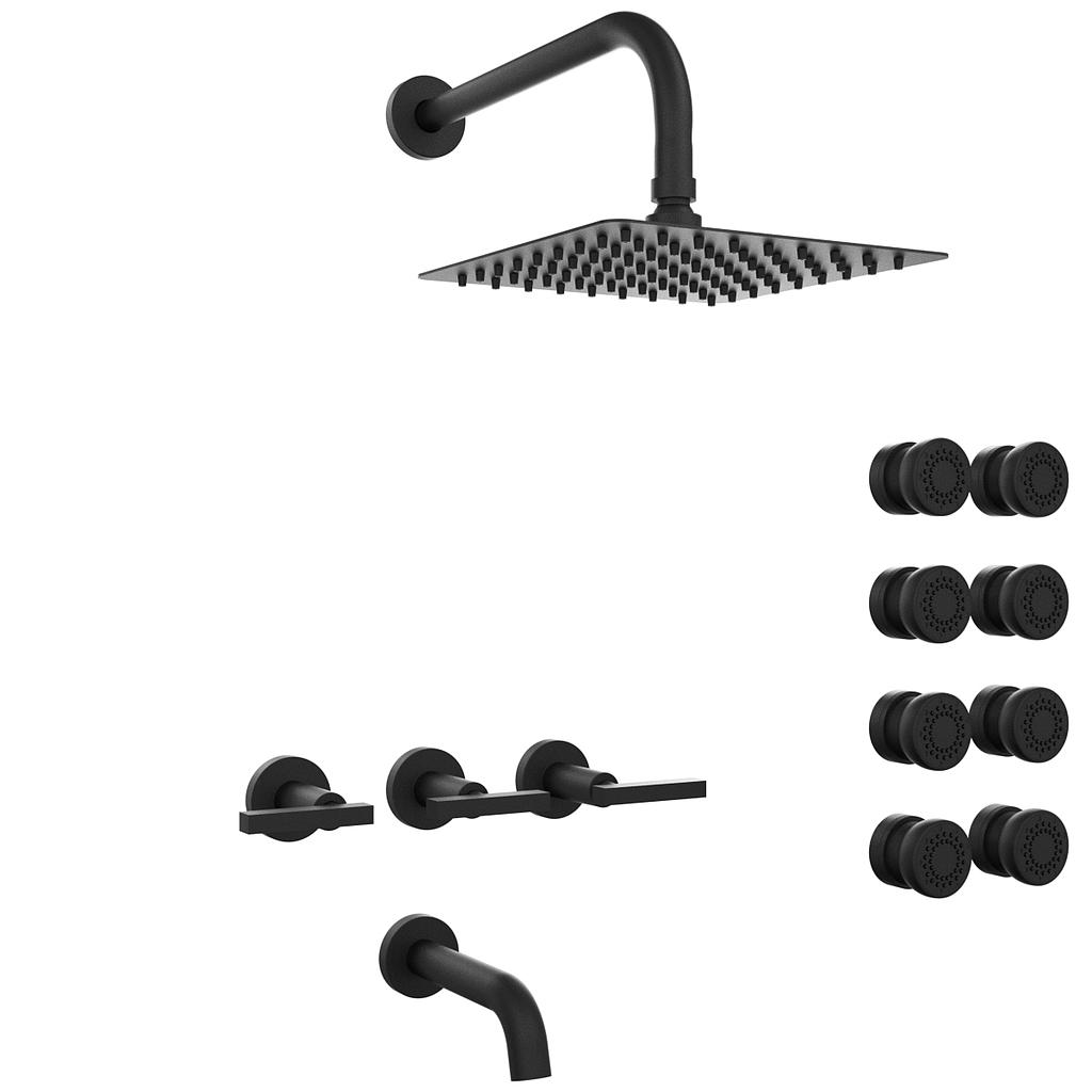 GRIFERÍA DUCHA 3 VIAS BICOMANDO CON ESCOCESA LOOK LEVER NEGRO - HIDROMET - 10 AÑOS DE GARANTÍA [31145NEGR]