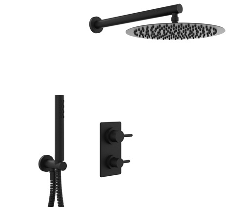 GRIFERÍA DUCHA 2 VIAS MONOCOMANDO CON LLUVIA Y DUCHADOR ONE NEGRO - HIDROMET - 10 AÑOS DE GARANTÍA [3012NEGR]