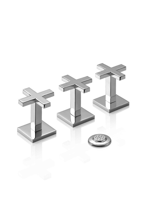 GRIFERÍA BICOMANDO CIERRE CERAMICO UNIQUE CRUZ BIDET CON TRANSFERENCIA CROMO PIAZZA [22804]