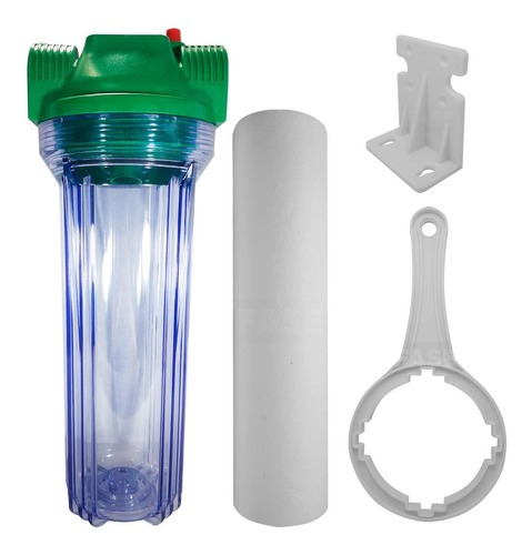 FILTRO 10" VERDE POLIPROPILENO - CON CARTUCHO FIBRA SINTETICA - HIDROQUIL - PARA CAÑERIA - PARA SEDIMENTO