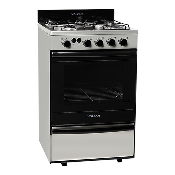 COCINAS 4 HORNALLAS MULTIGAS -55cm x 60cm - con luz y encendido electronico - ENLOZADA INOXIDABLE - VOLCAN [87673V]