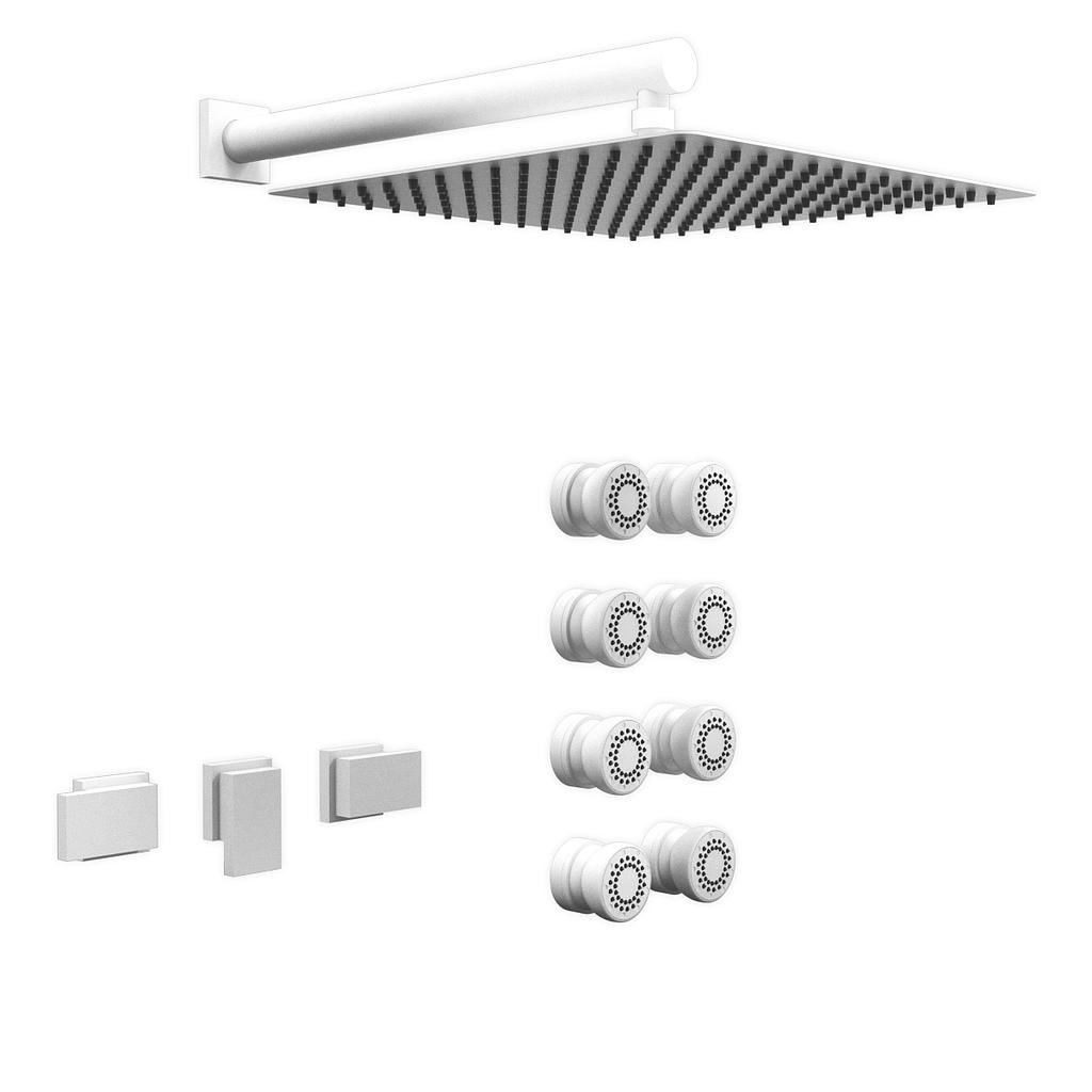 GRIFERÍA DUCHA 2 VIAS BICOMANDO CON TRANSFERENCIA CON ESCOCESA BLOCK PLANE BLANCO - HIDROMET - 10 AÑOS DE GARANTÍA [34067BLBL]