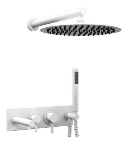 GRIFERÍA DUCHA INTEGRAL 3 VIAS BICOMANDO CON PICO, LLUVIA Y DUCHADOR ONE BLANCO - HIDROMET - 10 AÑOS DE GARANTÍA [3008BLBL]