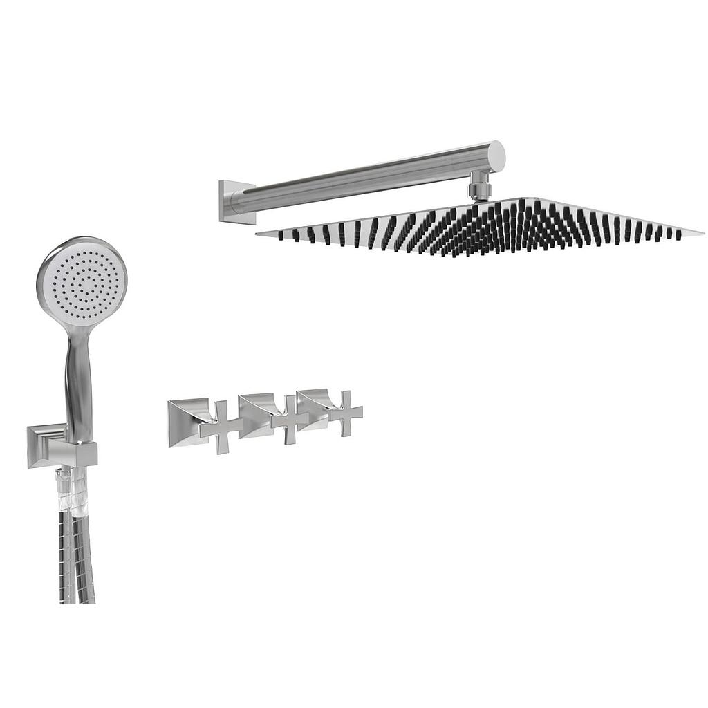 [26345] GRIFERÍA DE 2 VIAS CON TRANSFERENCIA Y DUCHADOR NEW CASTLE ETC CRUZ BLANCO - HIDROMET - 10 AÑOS DE GARANTÍA [51063BLBL]