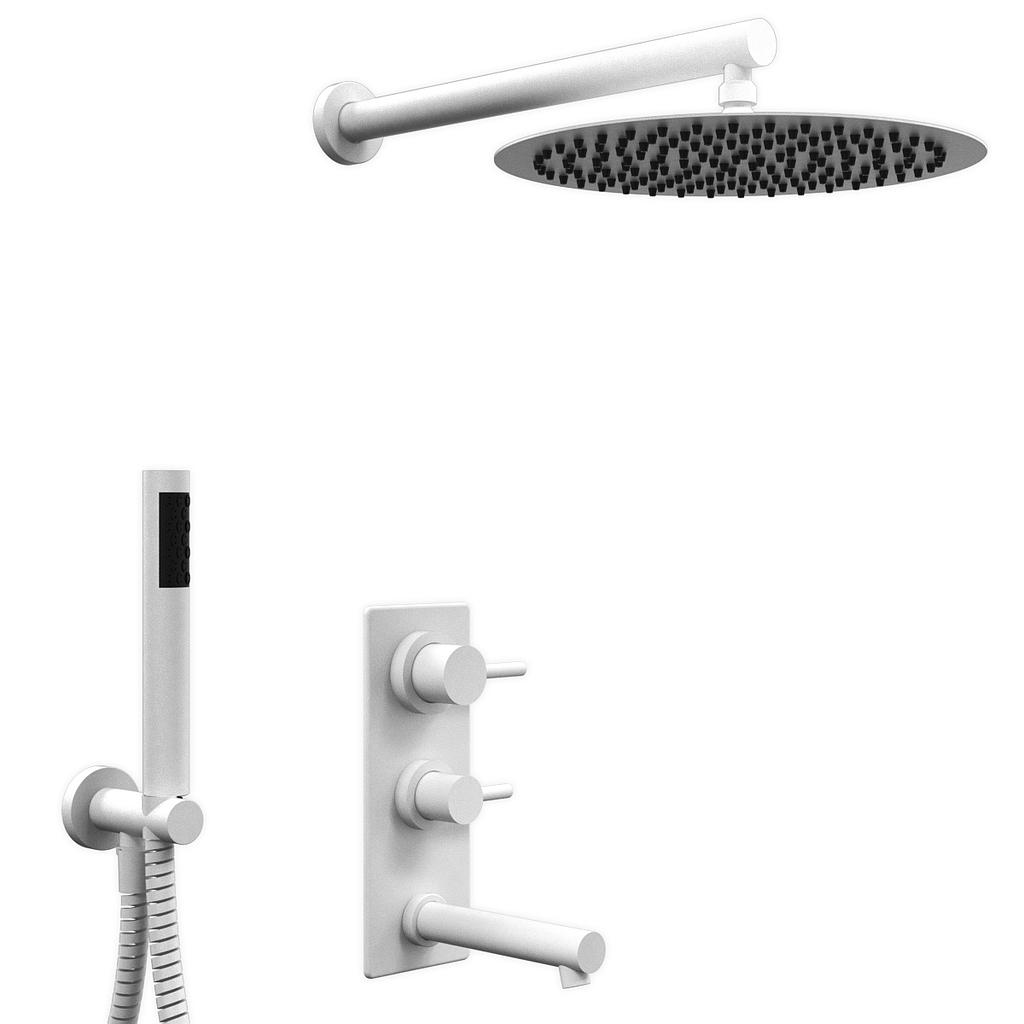 [26495] GRIFERÍA DUCHA 3 VIAS MONOCOMANDO CON ESCOCESA CON DUCHADOR ONE ONE BLANCO -  HIDROMET - 10 AÑOS DE GARANTÍA [3005BLBL]