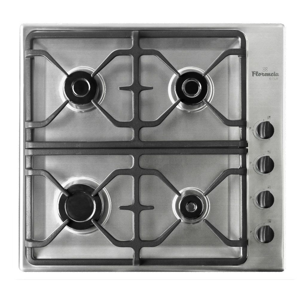[27815] ANAFE MULTIGAS 4 HORNALLAS CON REJILLAS DE HIERRO - ACERO INOXIDABLE - FLORENCIA [FLOR6748I]