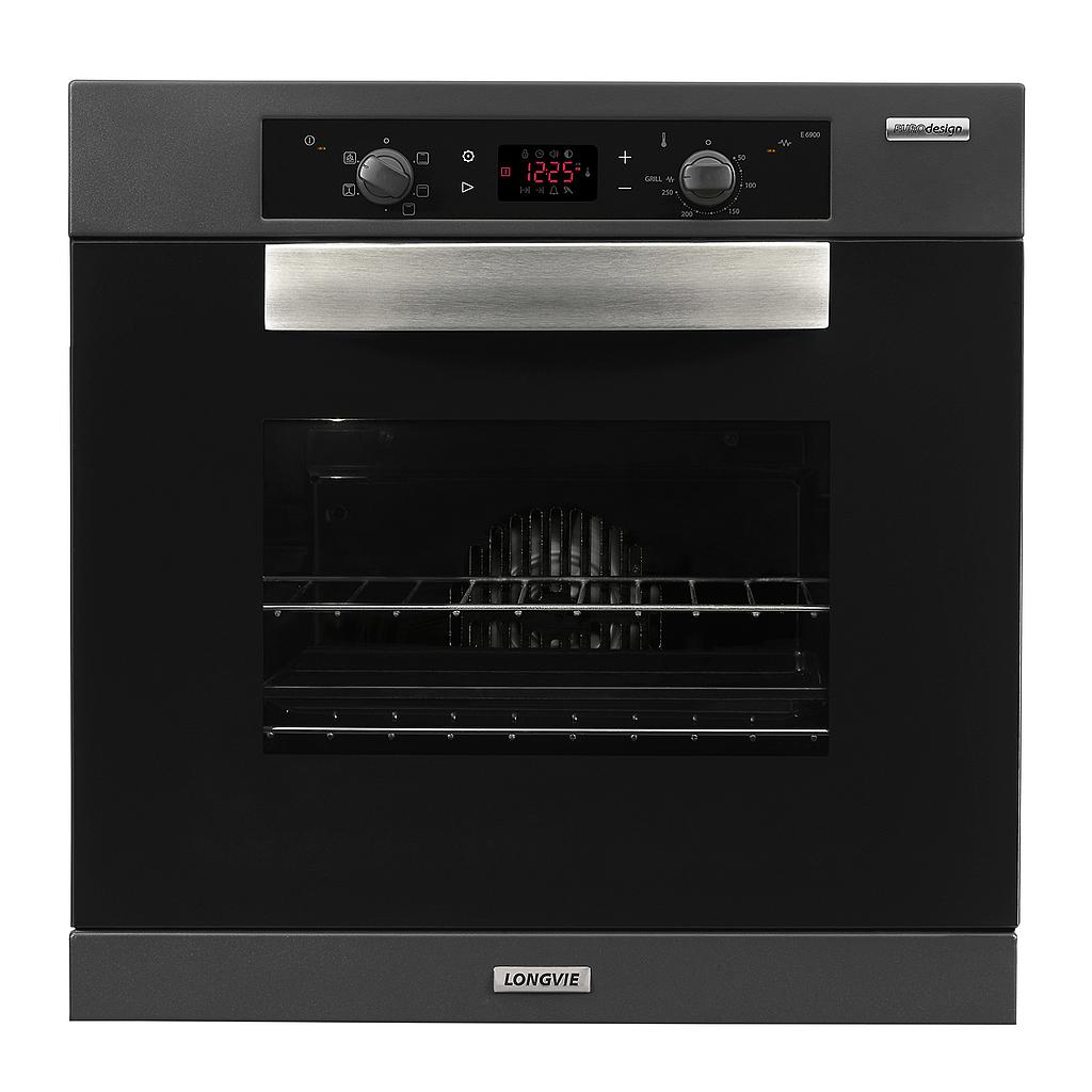 [23642] HORNO ELÉCTRICO 68,5LTS   - EFICIENCIA ENERGÉTICA: A - CON LUZ, TIMER, TERMOSTATO, PROGRAMACIÓN TOUCH, 5 FUNCIONESY DOBLE VIDRIO TEMPLADO - 60X60CM - NEGRO - LONGVIE [HE6900G]