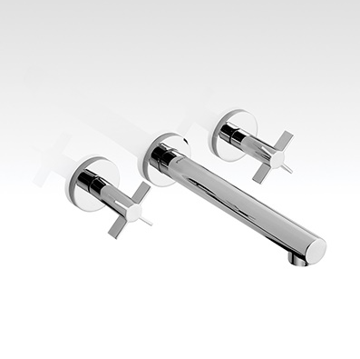 [24320] GRIFERÍA BICOMANDO CIERRE CERAMICO GUILTY CRUZ LAVATORIO DE PARED CROMO PIAZZA [22403]