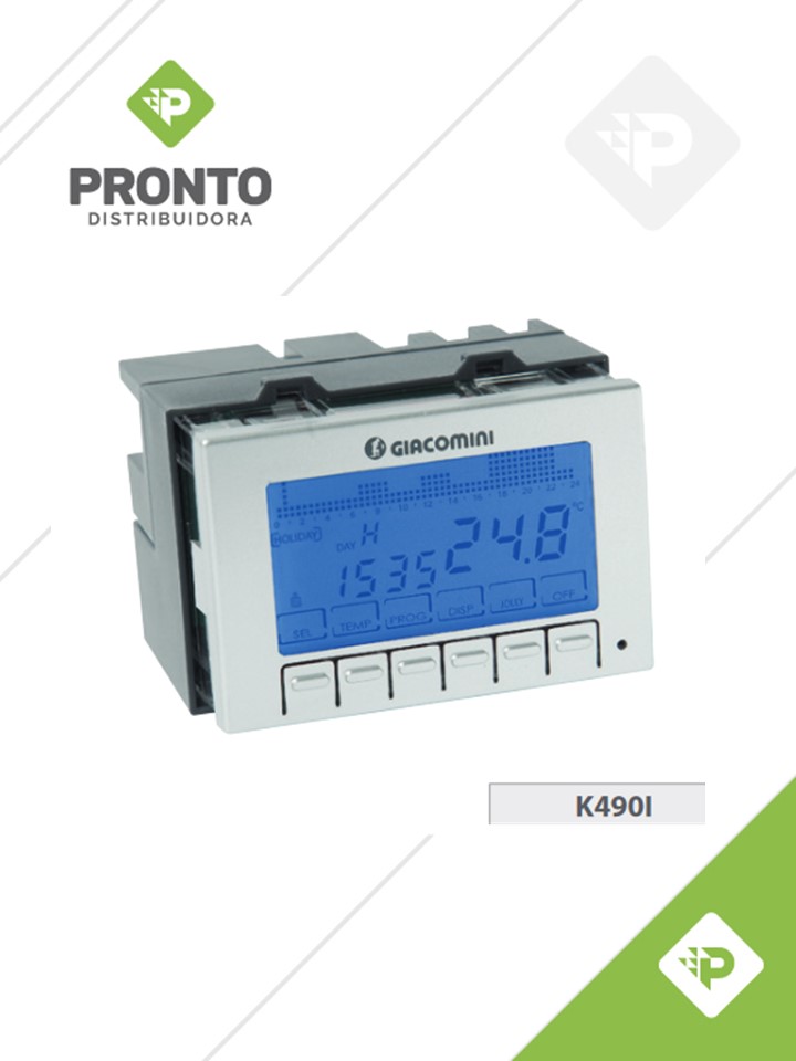 CRONOTERMOSTATO AMBIENTE SEMANAL, INSTALACIÓN EMPOTRADA EN CAJA DE 3 MÓDULOS ALIMENTACION 2 PILAS AAA COD. K490IY002 GIACOMINI - LA