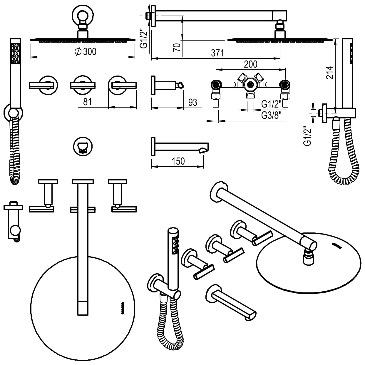 GRIFERIA BICOMANDO DUCHA CON TRANSFERENCIA 3 VIAS CON DUCHADOR FLAT LEVER CROMO HIDROMET – 10 AÑOS DE GARANTÍA [84110CRCR]