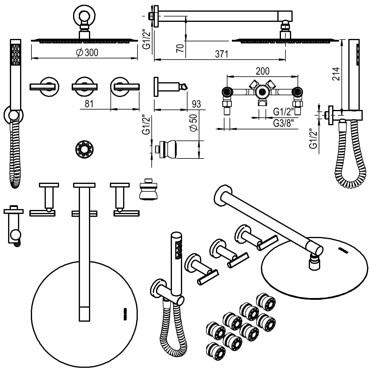 GRIFERIA BICOMANDO DUCHA CON TRANSFERENCIA 3 VIAS CON DUCHADOR CON ESCOCESA FLAT LEVER CROMO HIDROMET – 10 AÑOS DE GARANTÍA [84147CRCR]