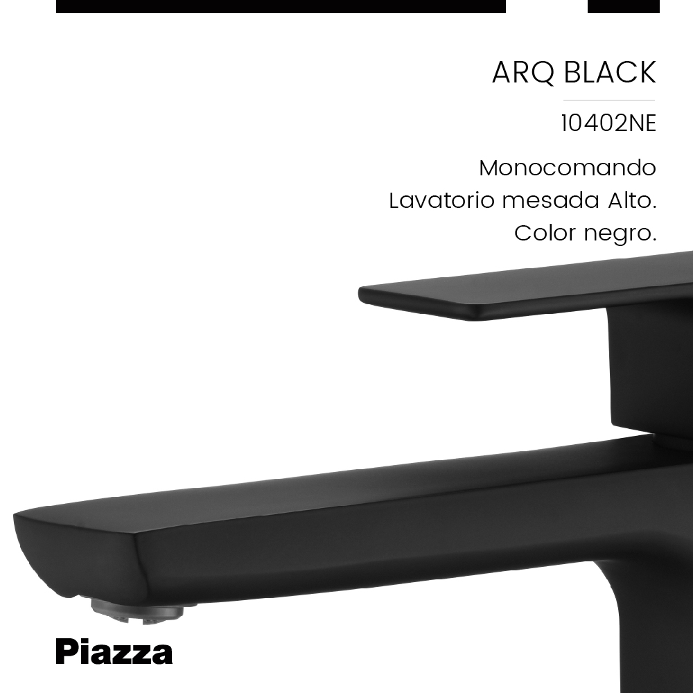 GRIFERÍA MONOCOMANDO ARQ LAVATORIO MESADA ALTO NEGRO PIAZZA [10402NE]