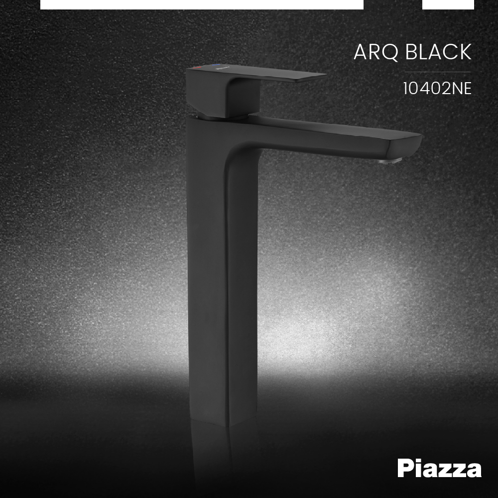 GRIFERÍA MONOCOMANDO ARQ LAVATORIO MESADA ALTO NEGRO PIAZZA [10402NE]