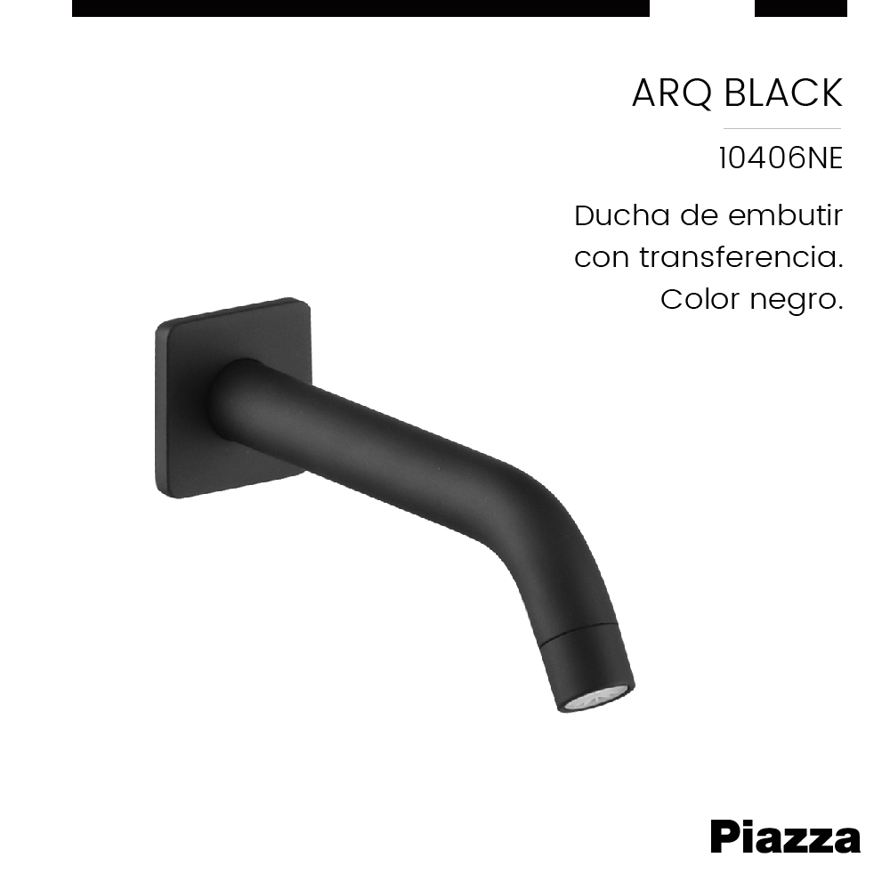 GRIFERÍA MONOCOMANDO ARQ DUCHA DE EMBUTIR CON TRANSFERENCIA NEGRO PIAZZA [10406NE]