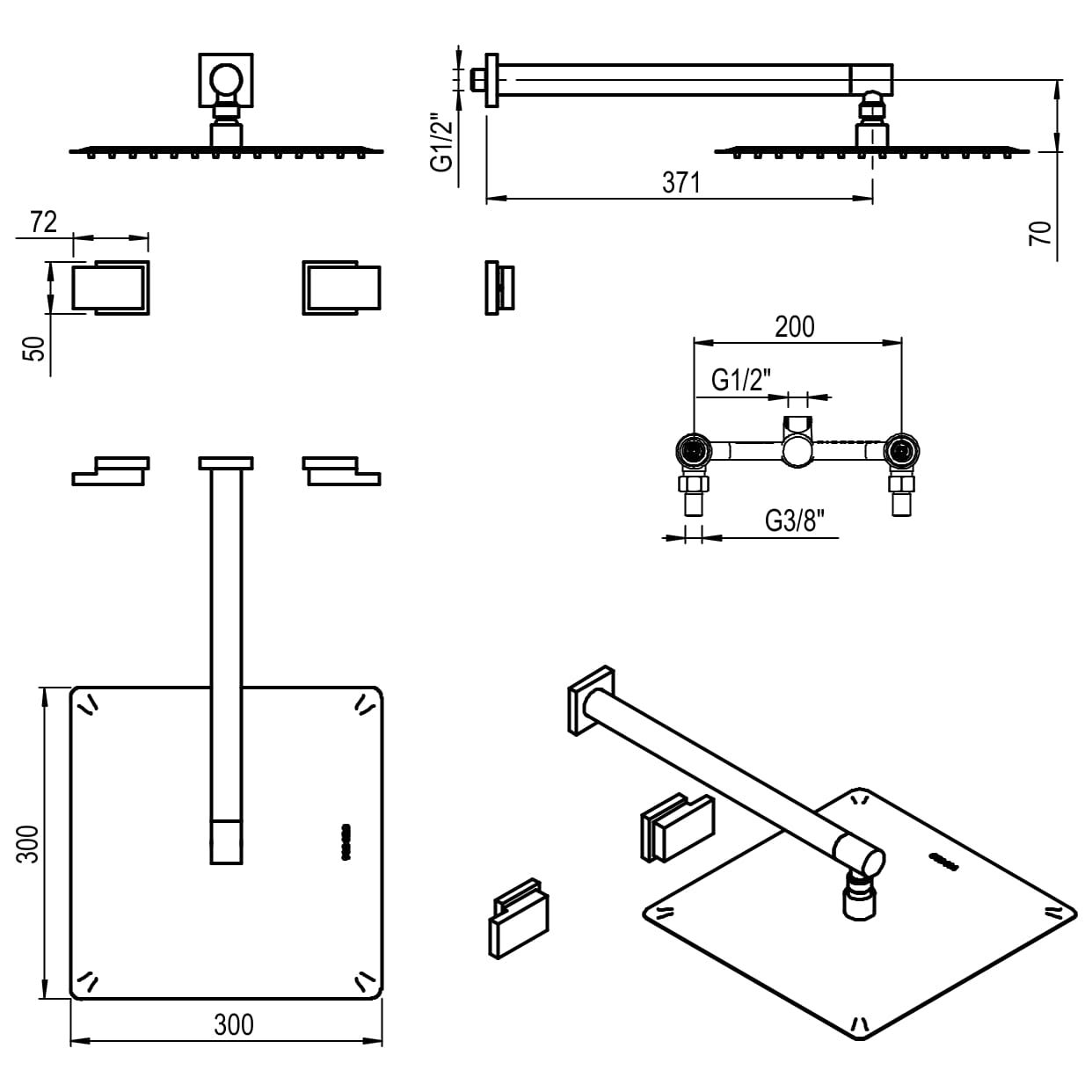 DUCHA SIN TRANSFERENCIA BLOCK PLANE - CROMADO