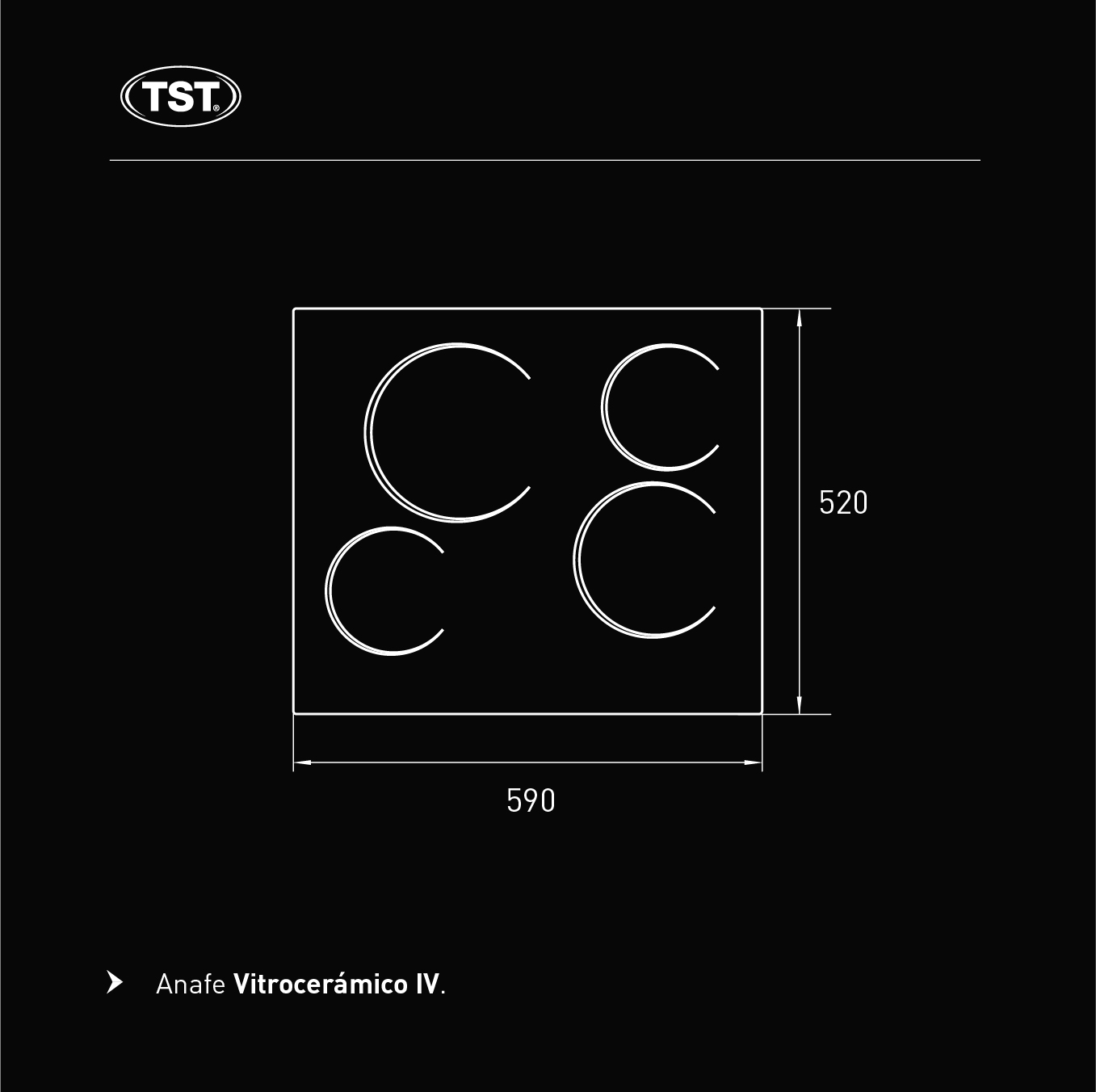 ANAFE ELECTRICO VITROCERAMICO 4 HORNALLAS - TST [25-4]