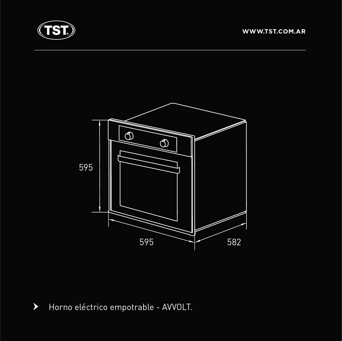 HORNO ELECTRICO EMPOTRABLE AVVOLTO 60lts - NEGRO - TST [31-60]