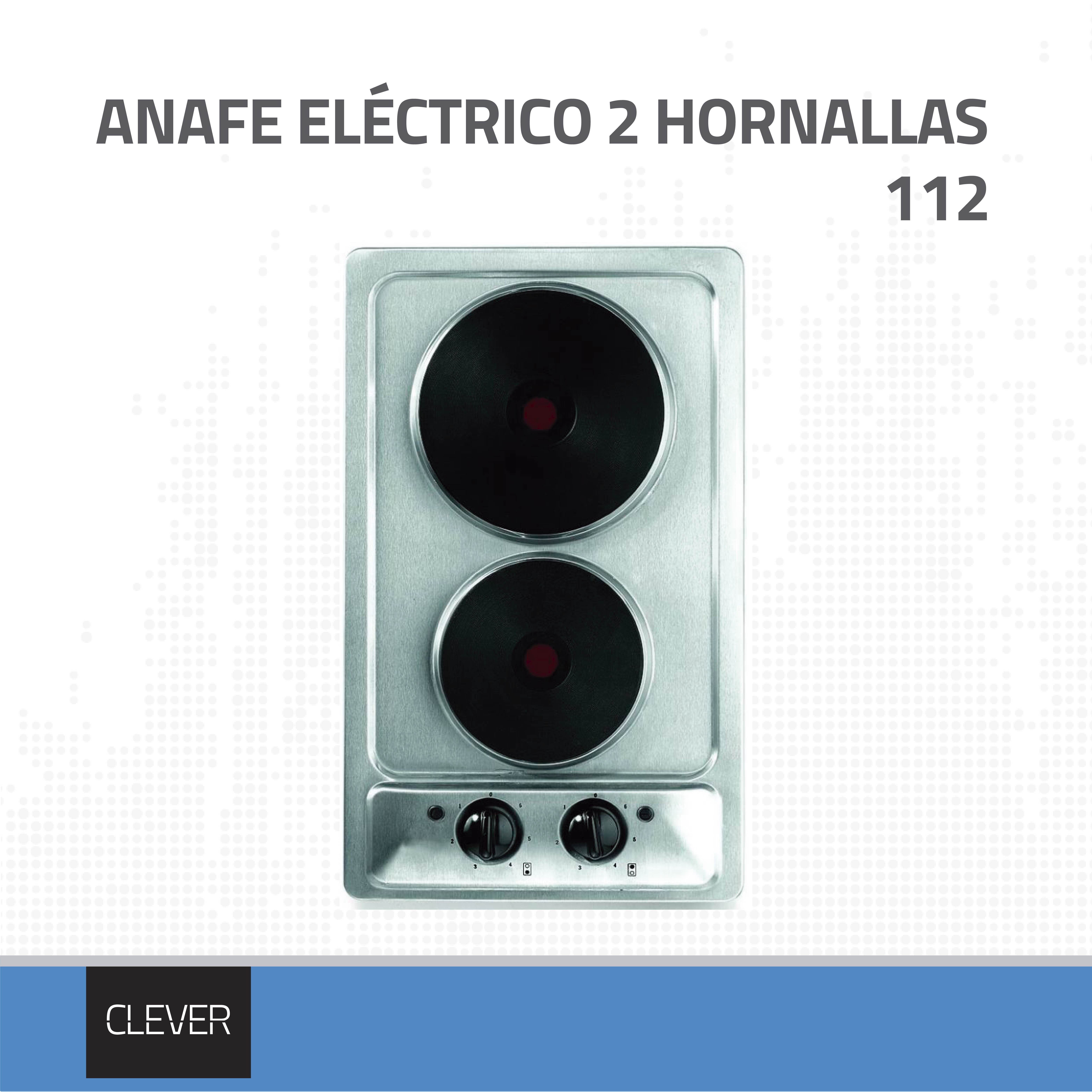 ANAFE ELECTRICO ACERO INOXIDABLE  2 HORNALLAS  - CLEVER