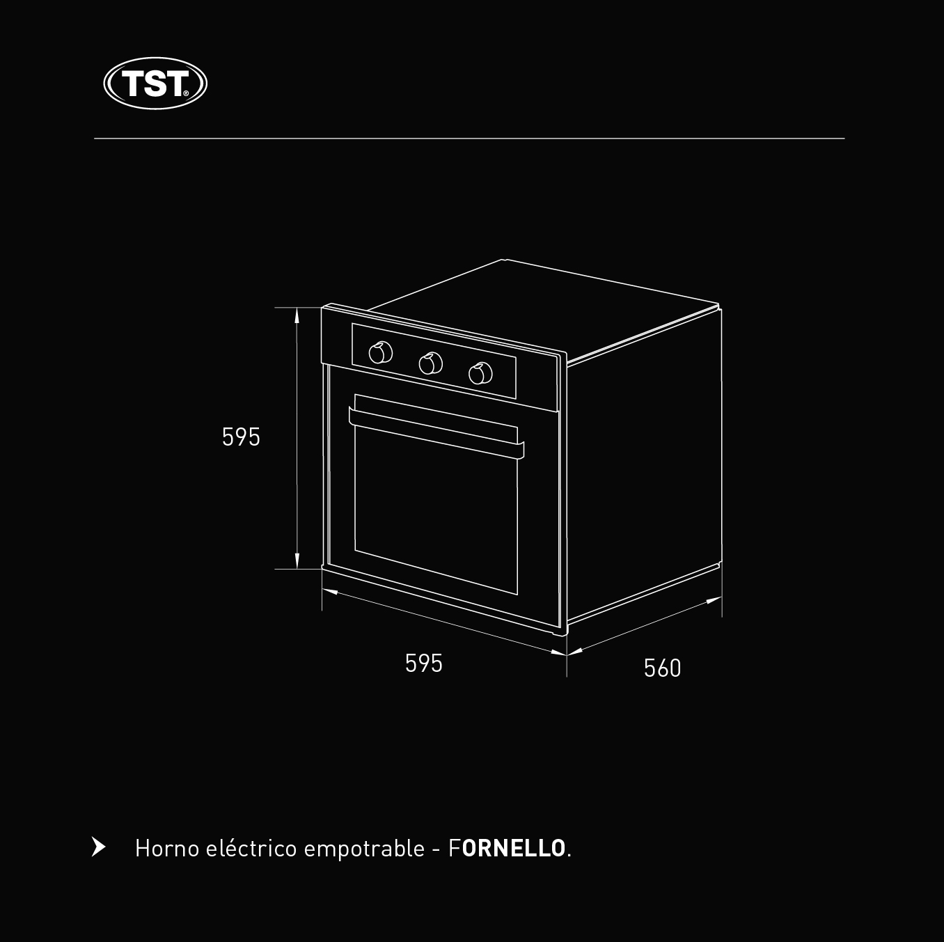 HORNO ELECTRICO EMPOTRABLE FORNELLO 60lts - INOXIDABLE - TST [32-60]