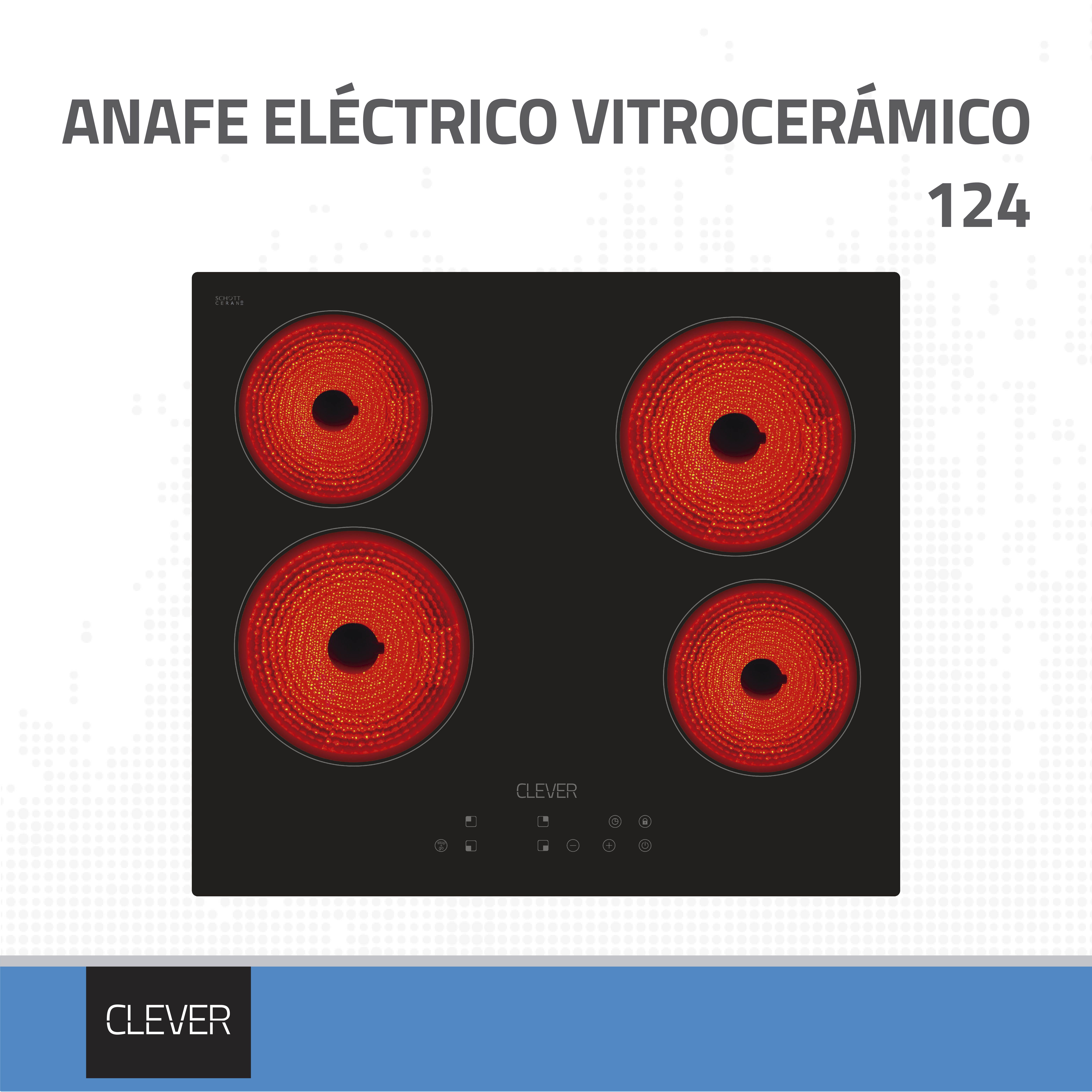 ANAFE ELECTRICO VITROCERAMICO CLEVER - 4 HORNALLAS