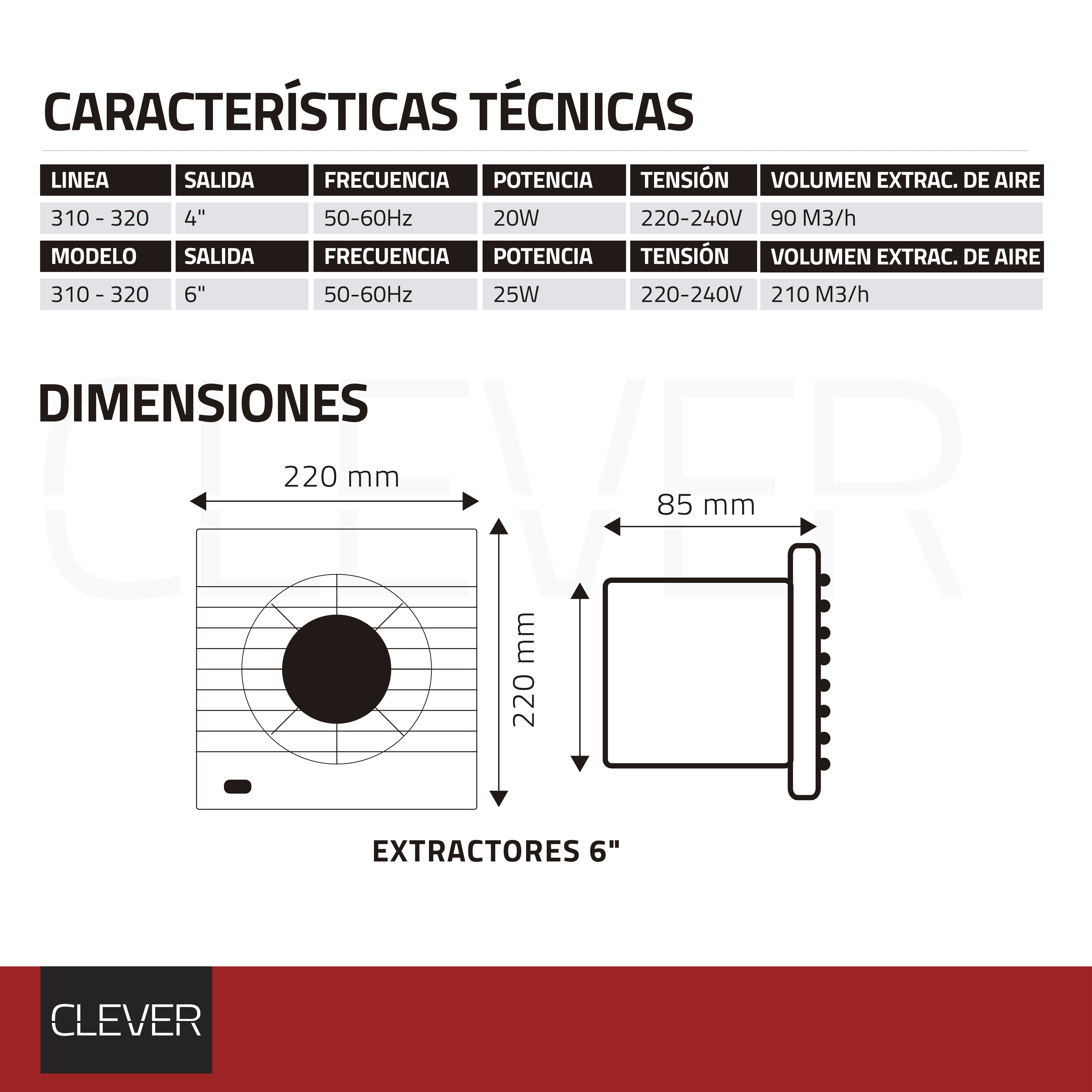 EXTRACTOR PARA BAÑO 310 CLEVER - 6"