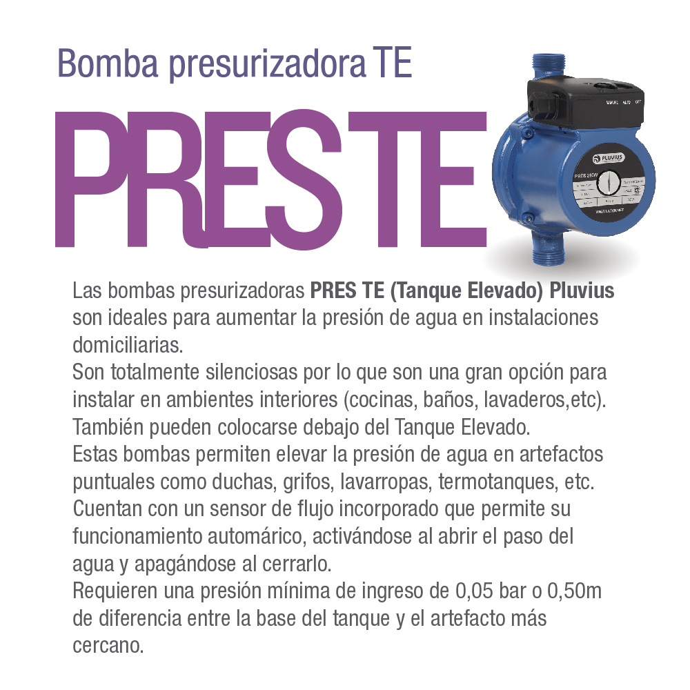 BOMBA PRESURIZADORA PLUVIUS TE 100W/220V/50 HZ