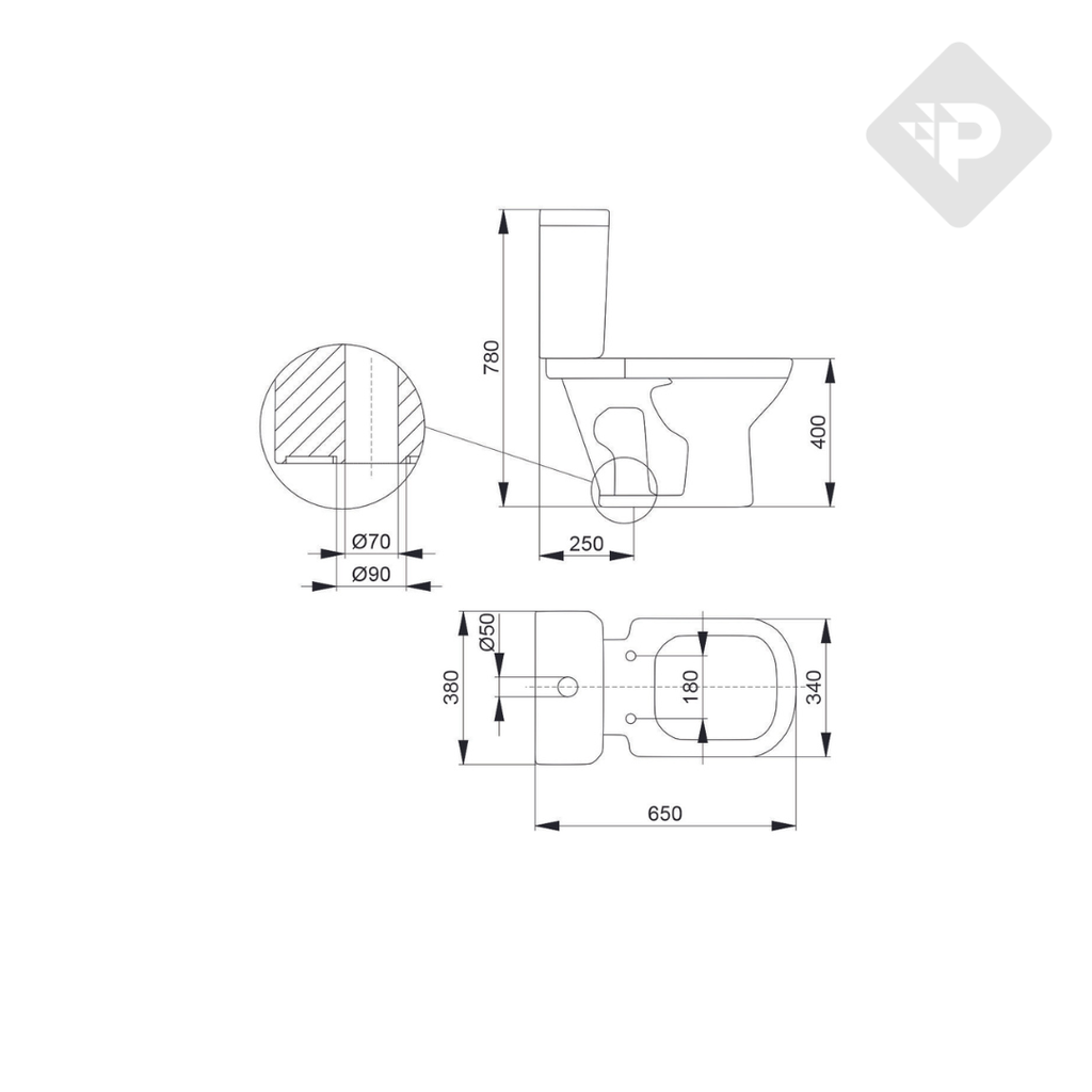 INODORO AMALFI COMPLETO CON DEPOSITO DOBLE DESCARGA - PIAZZA [B0100]