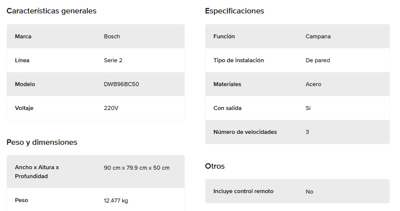 CAMPANA TIPO BOX 90CM ABSORCION 590M3/H ACERO - BOSCH [DWB96BC50]