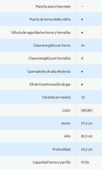 COCINA MULTIGAS 4 HORNALLAS CON REJILLAS DIVIDIDAS  - EFICIENCIA ENERGÉNITCA A+ - CRISTAL ESPEJADO - PARRILLA DESLIZANTE - LUZ - NEGRO - ORMAY [GALANT N]