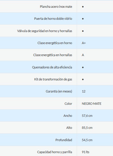COCINA MULTIGAS 4 HORNALLAS CON REJILLAS DIVIDIDAS  - EFICIENCIA ENERGÉNITCA A+ - CRISTAL ESPEJADO - PARRILLA DESLIZANTE - LUZ - NEGRO - ORMAY [EVELYN IX]