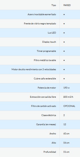 CAMPANA DE PARED  60CM - LUZ LED - 3 VELOCIDADES  - DISPLAY TOUCH - ACERO INOXIDABLE - ORMAY [VITRO C605]