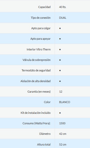 TERMOTANQUE ELÉCTRICO   40LTS - CONEXIÓN DUAL- ORMAY [TQE 40 DUAL]