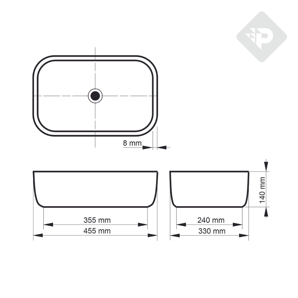 BACHA APOYO RECTANGULAR A426 PIAZZA - LAVATORIO PILETA - BAÑO