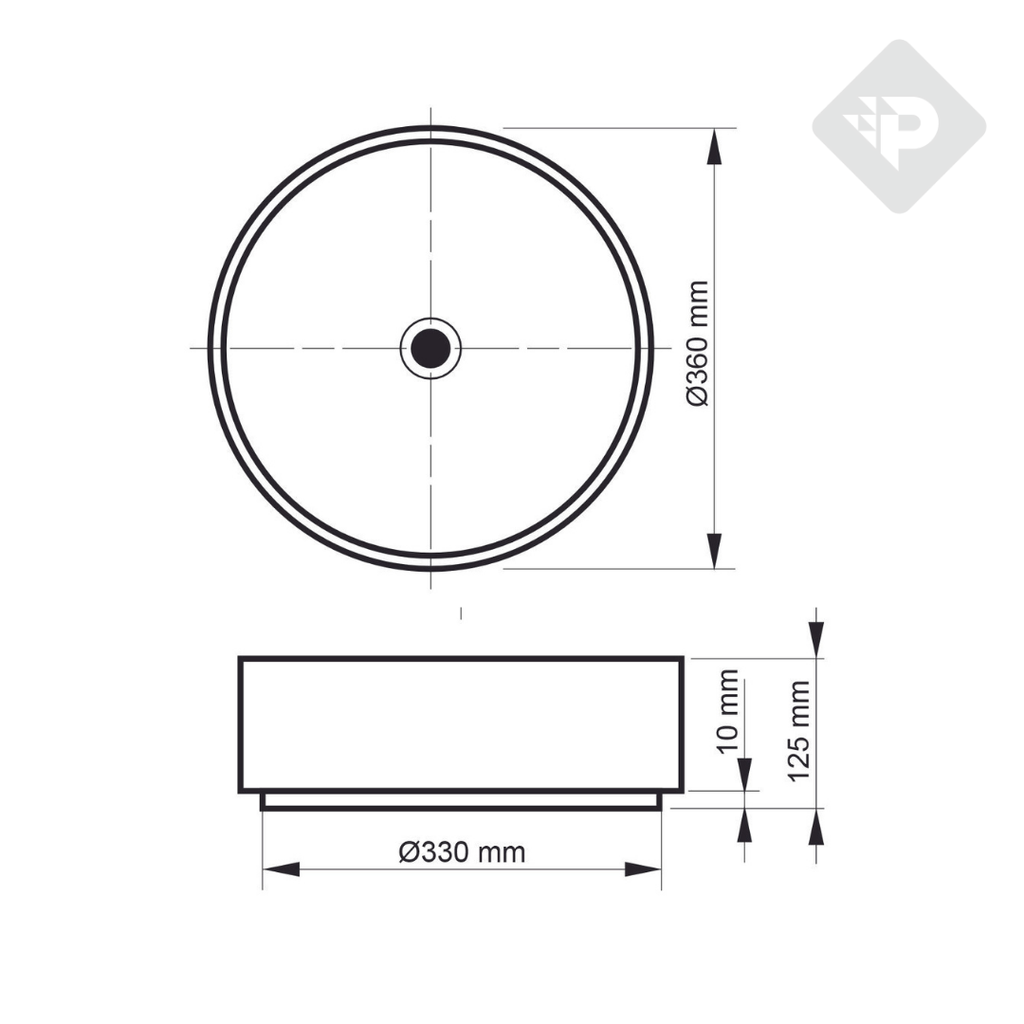 BACHA APOYO REDONDA A524NE PIAZZA - LAVATORIO PILETA BAÑO - COLOR NEGRO