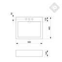 BACHA DE APOYO 560x460x135MM - 3 AGUJEROS PIAZZA [A201B/3]