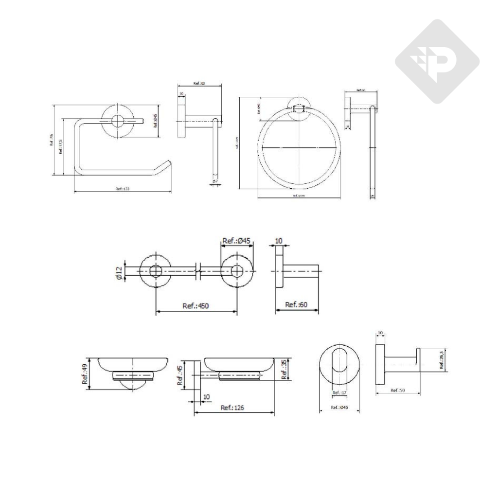ACCESORIOS SET SENSUS 6 PIEZAS NEGRO - PIAZZA [73229NE]