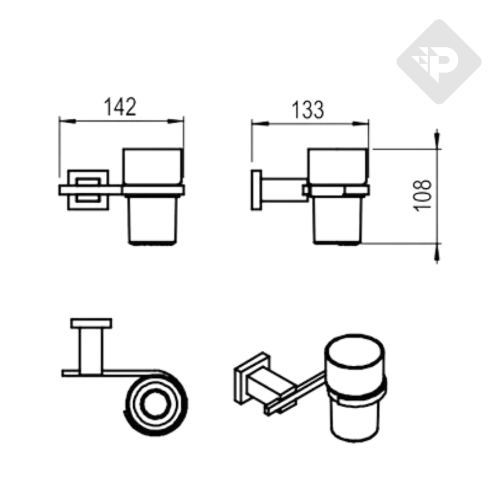 ACCESORIO PORTA CEPILLO GEOMETRY BLANCO -  HIDROMET [2811BLBL]