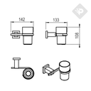 ACCESORIO PORTA CEPILLO GEOMETRY CROMO -  HIDROMET [02811CRCR]