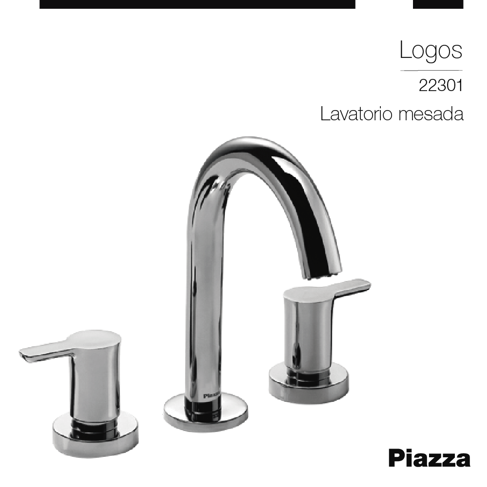 GRIFERIA LAVATORIO MESADA PIAZZA LOGOS - CIERRE CERAMICO BAÑO - 5 AÑOS DE GARANTIA