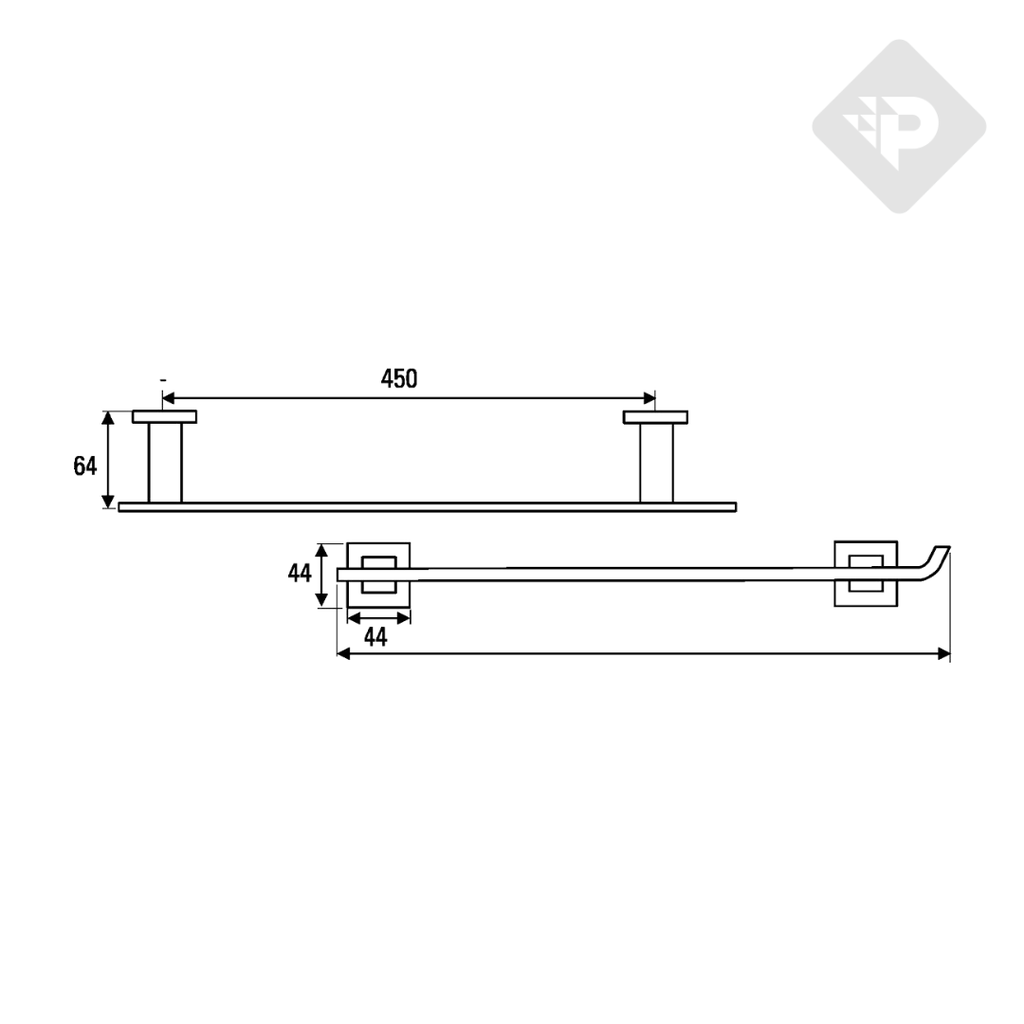 ACCESORIO TOALLERO BARRAL GEOMETRY CROMO -  HIDROMET [02841CRCR]
