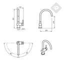 GRIFERÍA COCINA MONOCOMANDO JOCKEY PICO CURVO BLANCO - HIDROMET - 10 AÑOS DE GARANTÍA [6380BLBL]