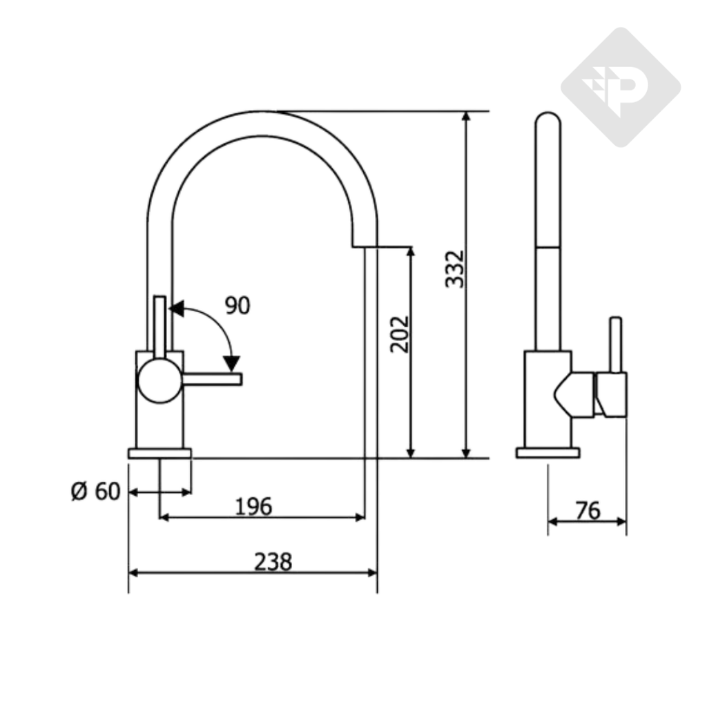 GRIFERÍA COCINA MONOCOMANDO DISCOVERY PICO CURVO BLANCO - HIDROMET - 10 AÑOS DE GARANTÍA [905BLBL]