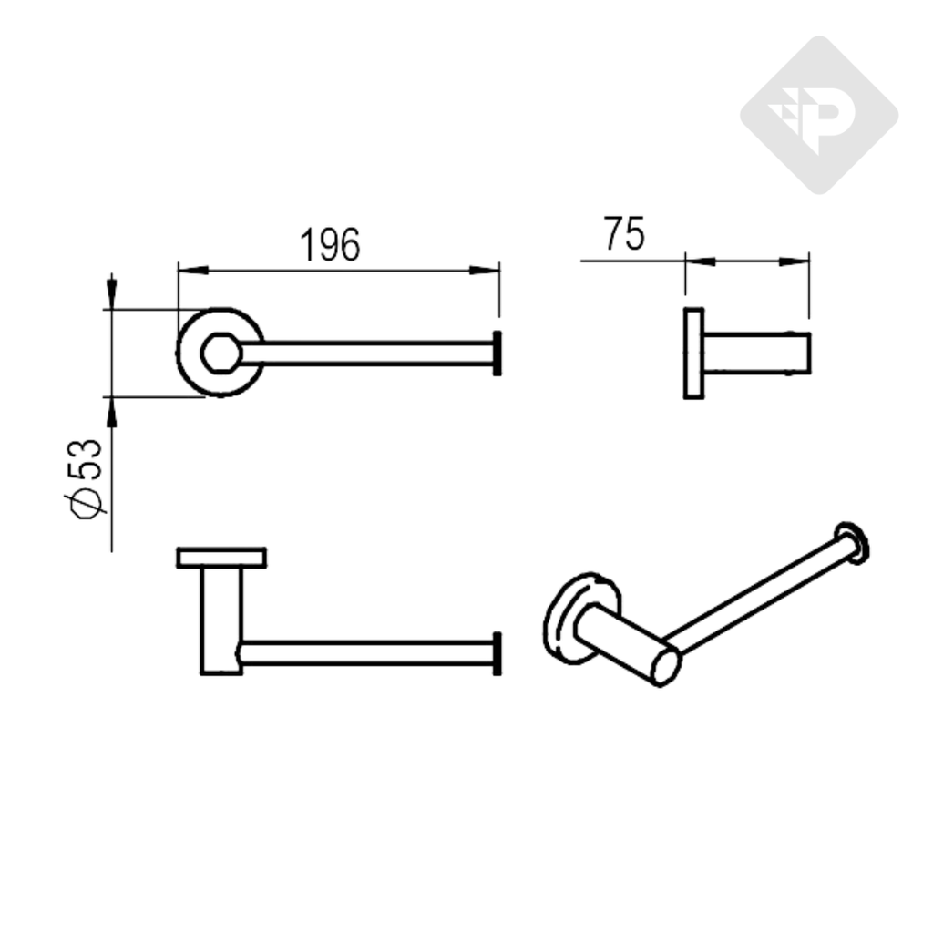 ACCESORIO PORTA ROLLO DYNAMIC CROMO -  HIDROMET [08561CRCR]