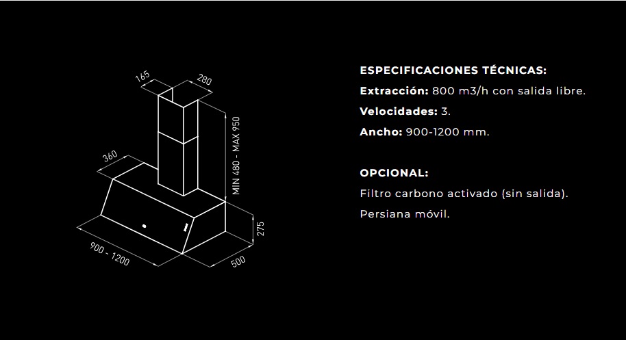 CAMPANA CHALTÉN 120CM A-3V - TST [250-120]